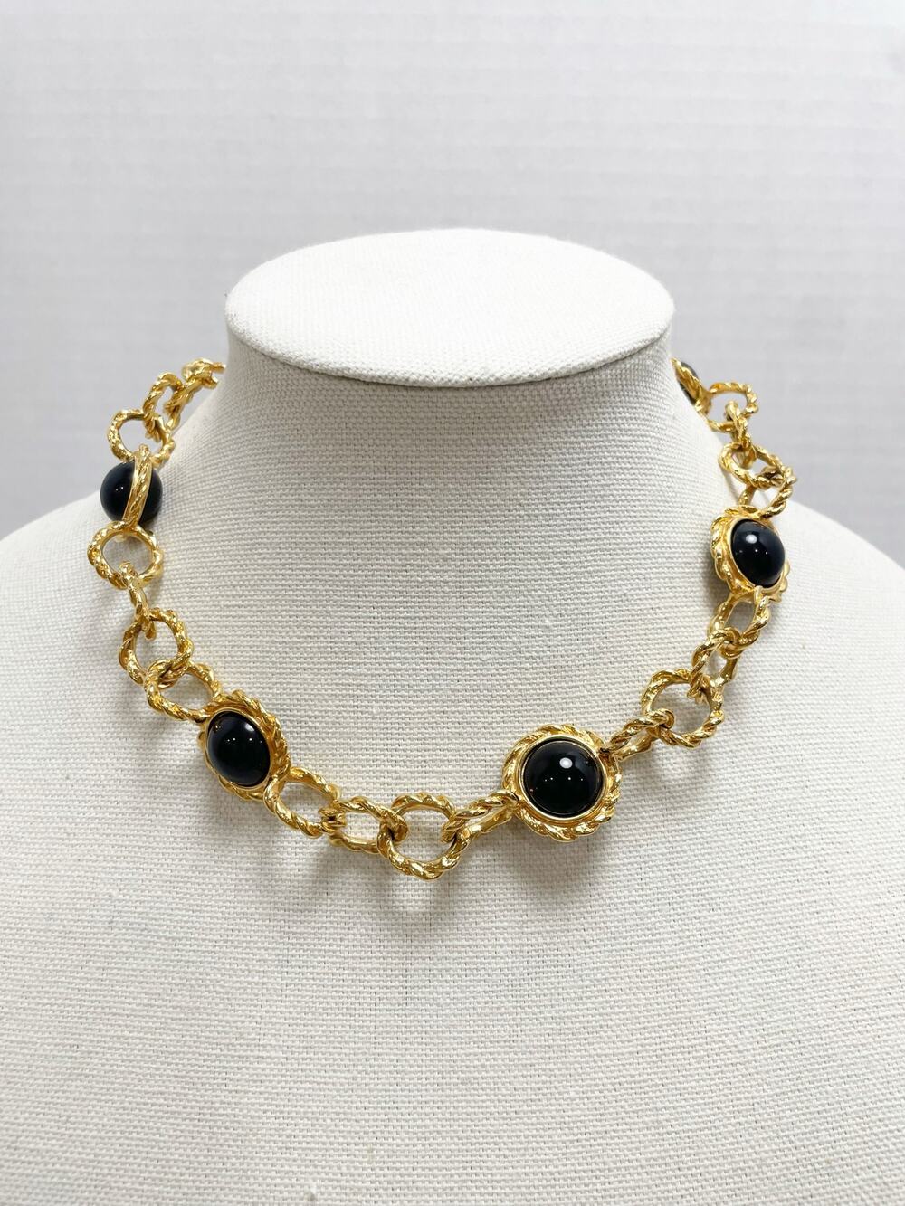 Anne Klein Gold Chain Black Ball Necklace Vintage